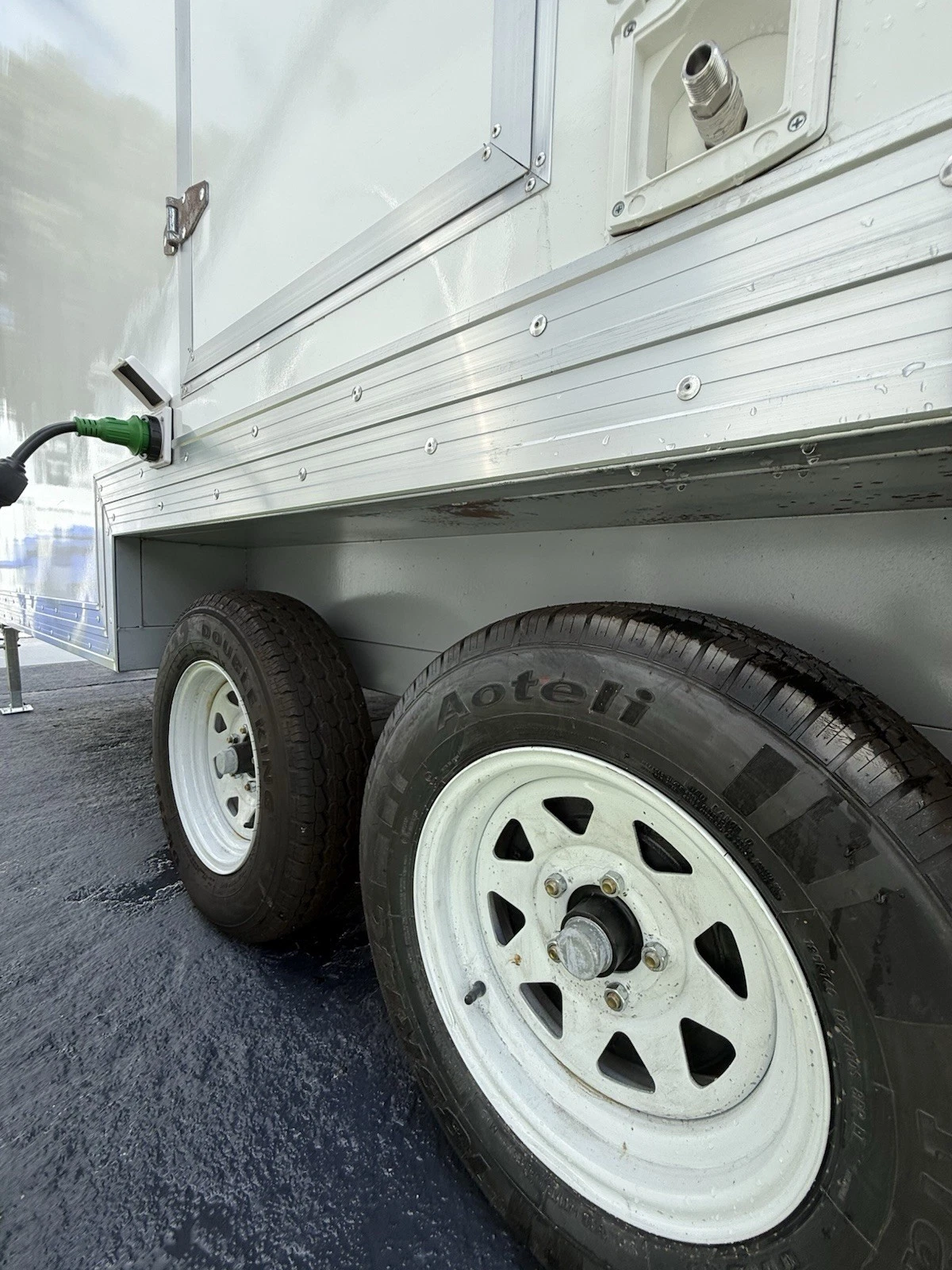 Luxury restroom trailer placed on site